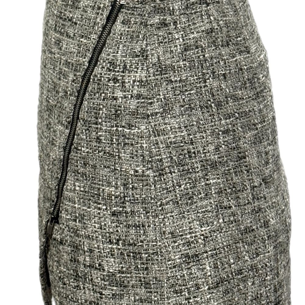 Banana Republic Grey Tweed Diagonal Zip Mini Skirt Size 0 - Picture 6 of 10